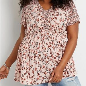 Floral Lace Up Tunic